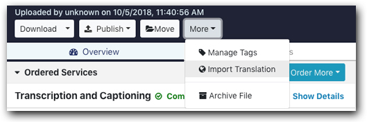 Import translation from Amara