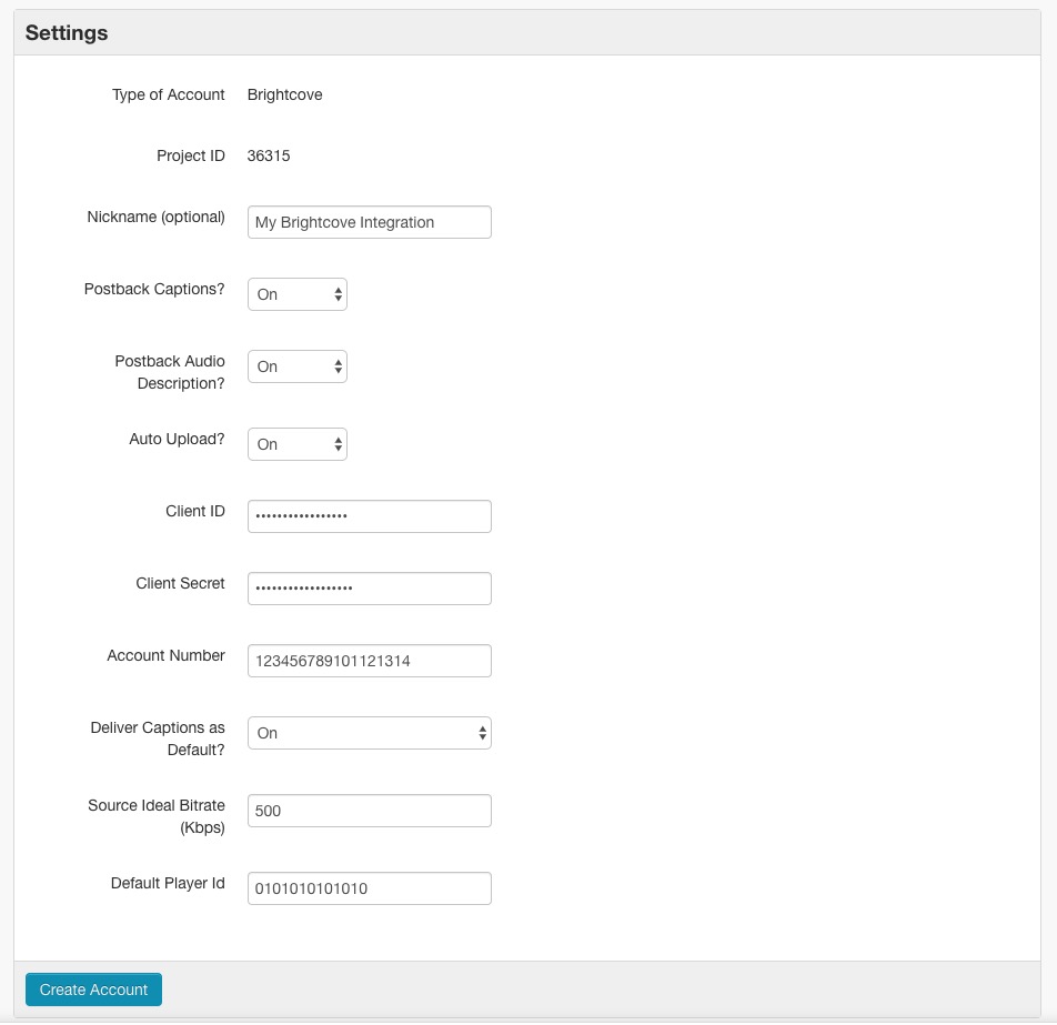 Create linked Brightcove CMS account in 3Play Media