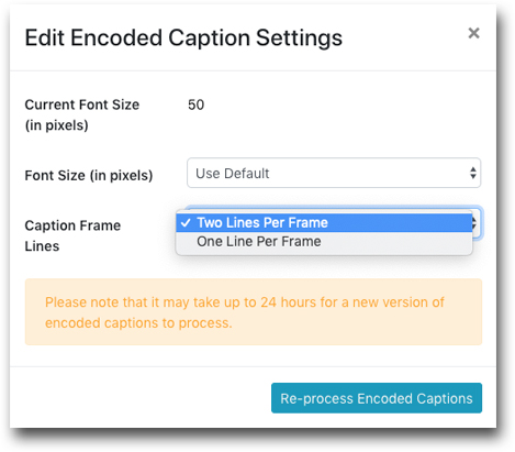 EDit Lines Per Frame For Caption Encoding