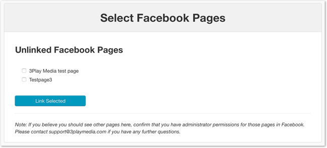 Select Facebook Account to Link to 3Play Media