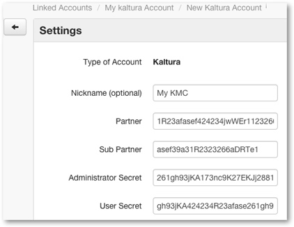 Add Kaltura credentials for captioning integration