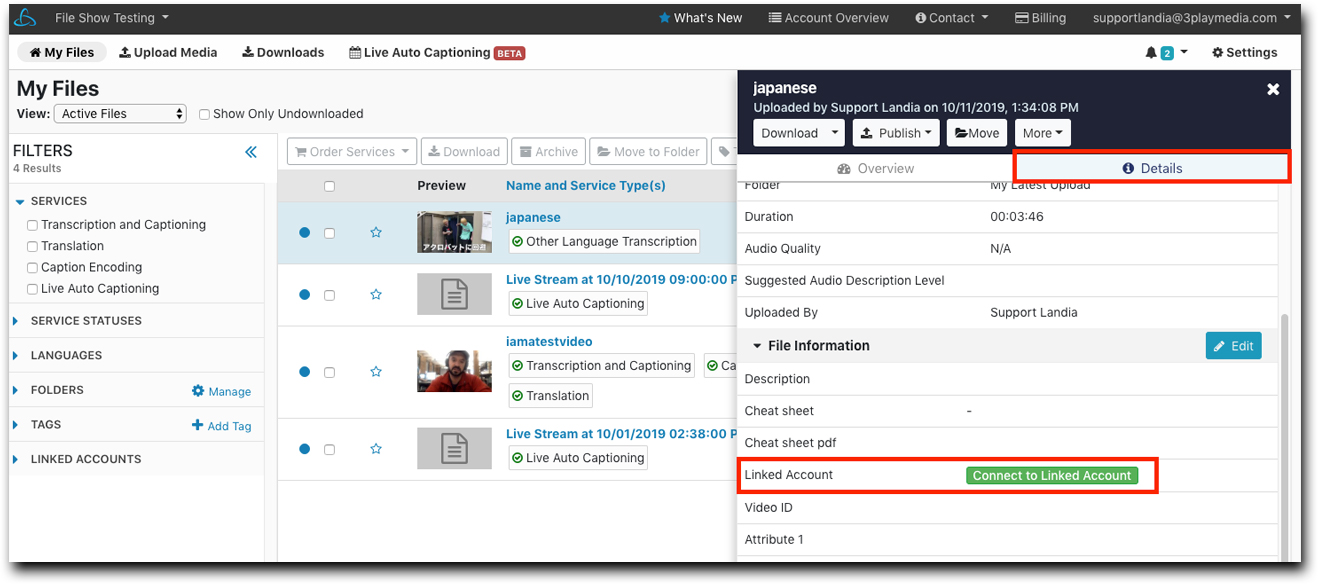 Click metadata connect Linked Account