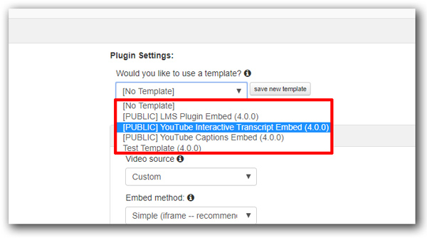 Three Public Templates in the Template Dropdown