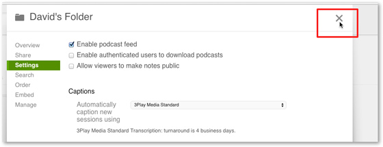 Save Panopto Closed Captions folder settings