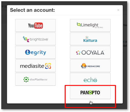 Select Panopto for closed captioning integration