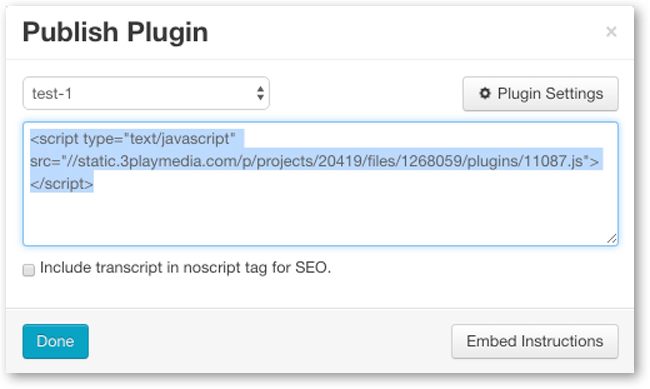 Copy plugin embed code