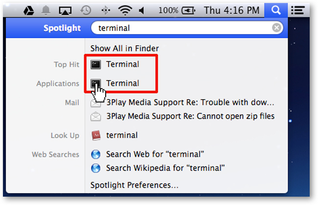 search for something in terminal mac