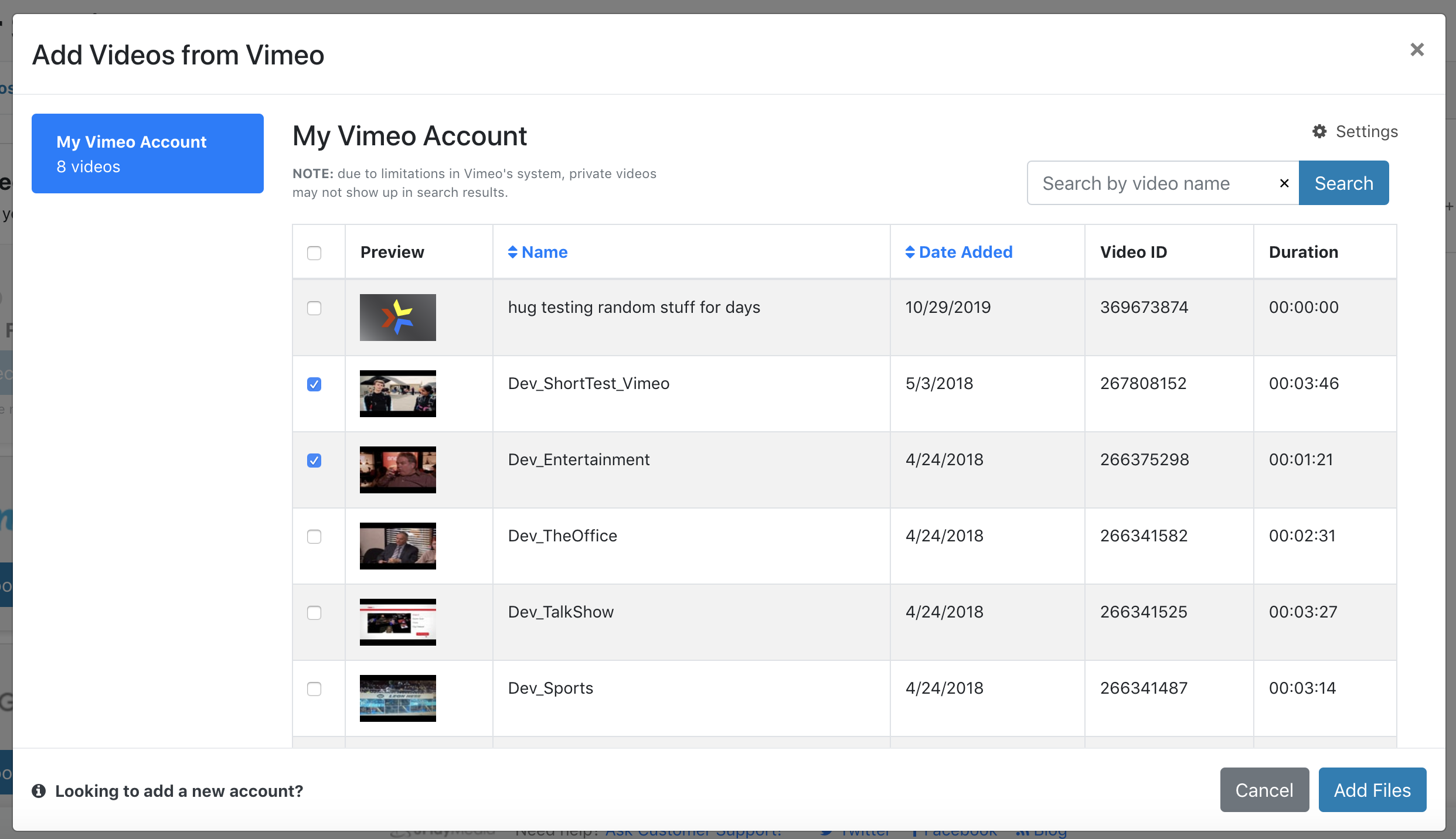 Upload Vimeo content