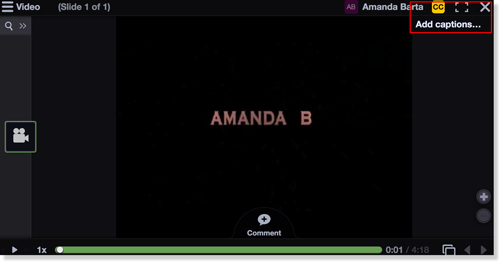 Add Captions button in VoiceThread