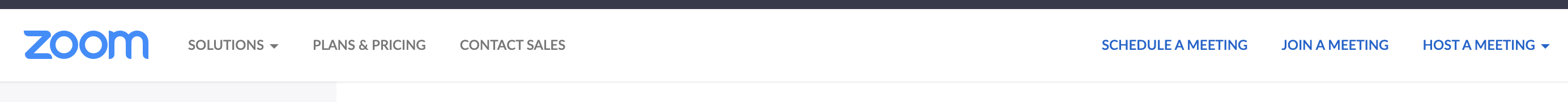 Top navigation bar where schedule meeting button can be found