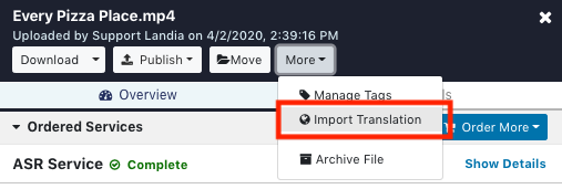 Click Import Translation