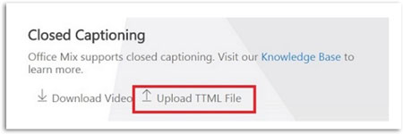 Upload TTML closed captions to PowerPoint