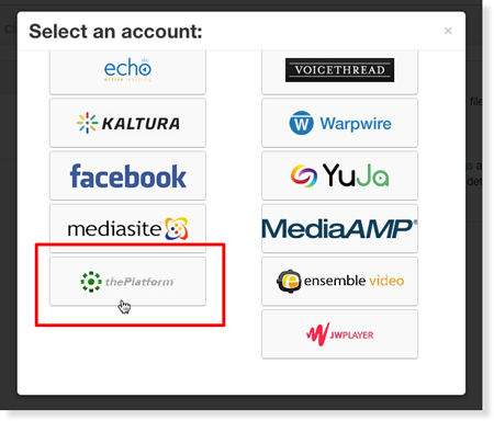 Select thePlatform from 3Play Media integration menu