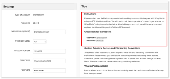 Custom Ingest Adapter credentials for FTP manifest workflow