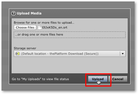 Upload SRT captions subtitles to mpx thePlatform