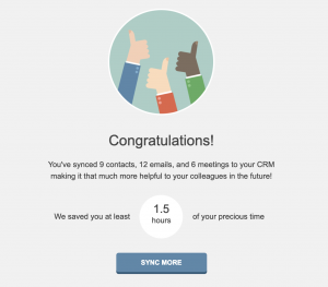 Introhive's Contact Sync Success Message