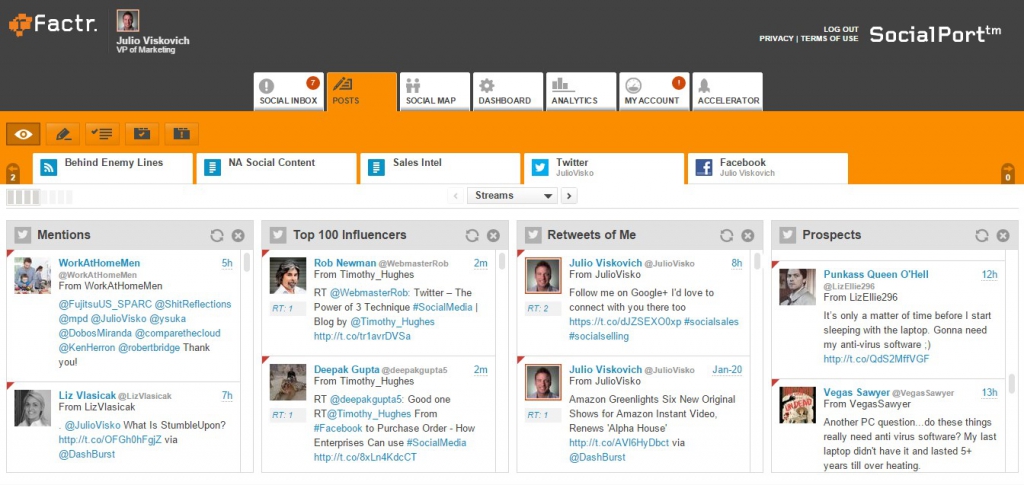 rFactr Posts Dashboard Screenshot