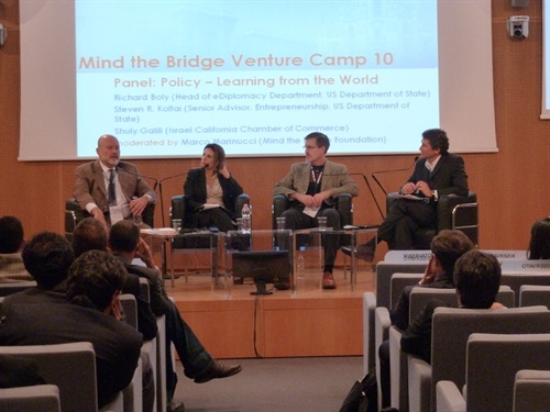 Un momento del Venture Camp con Steven Koltai, Shuly Galili, Richard Boly e Marco Marinucci