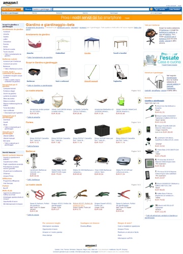 La schermata principale della categoria 