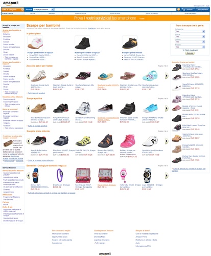 La sezione Scarpe per bambini