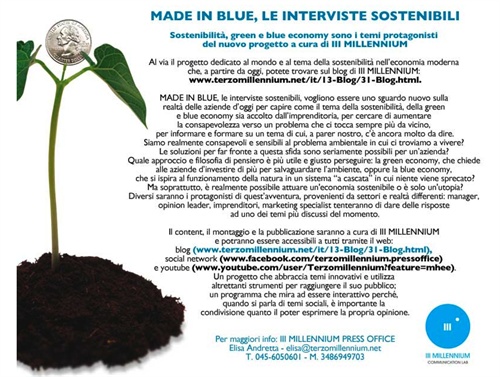 MADE IN BLUE, le interviste sostenibili - a cura di III MILLENNIUM
