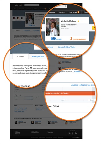 Screenshot nuovi profili utenti Viadeo