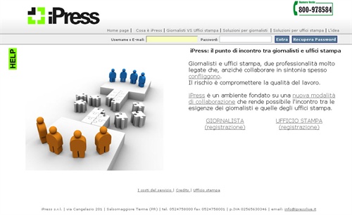 la prima home page di iPRESSlive