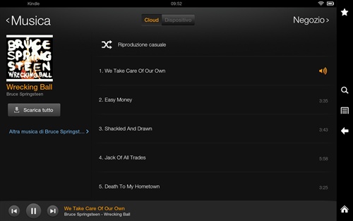 L'album in formato MP3 qui riprodotto su Kindle Fire HD 8,9'' grazie a Cloud Player 