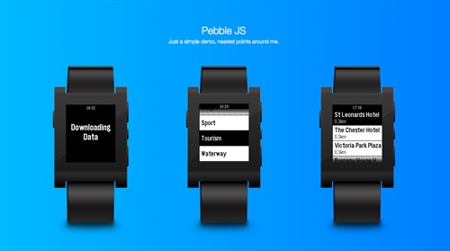 Esempio di app per wearable device - Mi trovo a Londra: grazie a Wami Map, il sistema filtra i punti d’interesse piu` vicini per la categoria e me li mostra sul display del Pebble.