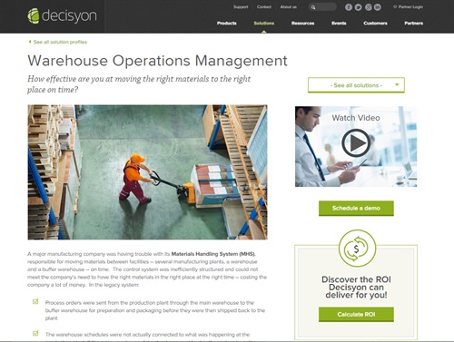 Solution Gallery, pagina dedicata alla Logistica