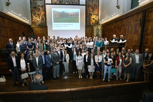 Un momento della cerimonia di proclamazione dei dottori di ricerca