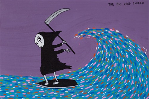 Laurina Paperina The big dead surfer, tecnica mista su tela