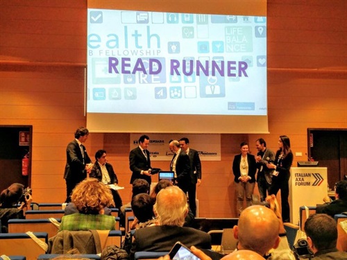 Il momento della premiazione di Read Runner dal live tweeting di @AXAItalia