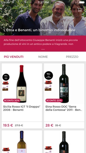 Screenshot della App Tannico.it