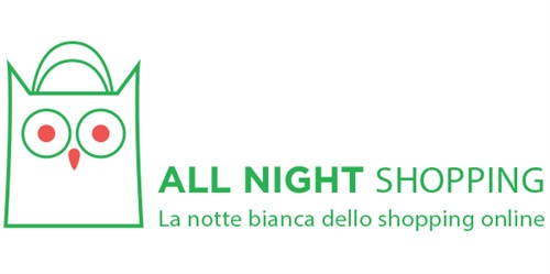 Logo #Allnightshopping, la Notte Bianca dello shopping online promossa da Netcomm e ideata in collaborazione con QVC Italia