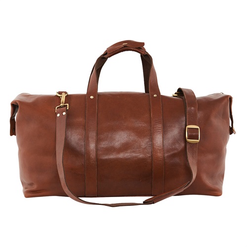 Travel Bag 100% pelle color cognac.