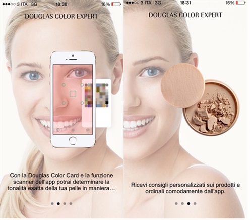 Douglas Color Expert – una applicazione per smartphone e tablet che riconosce le caratteristiche della pelle e consiglia prodotti personalizzati