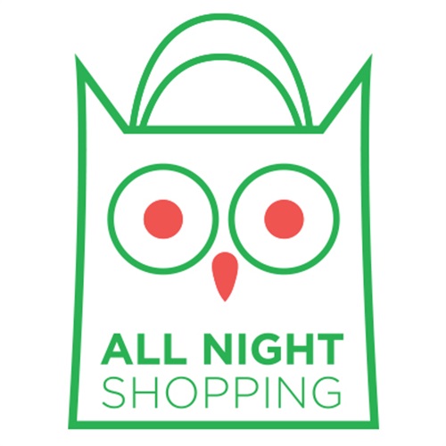 Logo #Allnightshopping, la Notte Bianca dello shopping online promossa da Netcomm e ideata in collaborazione con QVC Italia