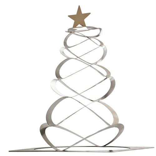 Microstudio - Albero di Natale minimalista e originale in acciaio satinato.