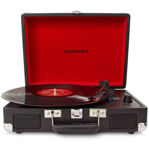 Giradischi portatile nero.