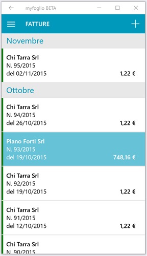 L'organizer dell'app myfoglio
