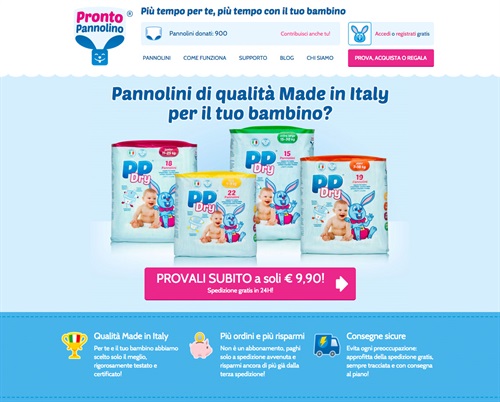 Uno screenshot parziale della pagina iniziale del sito