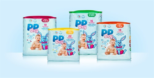 I pannolini PPDry nelle 4 taglie disponibili