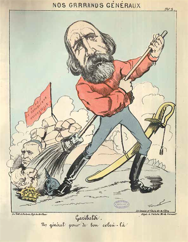 Caricatura di Garibaldi, disegnata da Faustin durante la Comune di Parigi