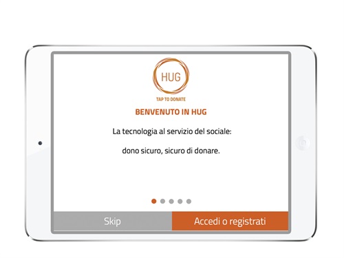 HUG - Tap to donate tablet