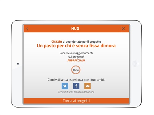 HUG - Tap to donate tablet