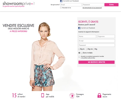 Homepage Showroomprive.it