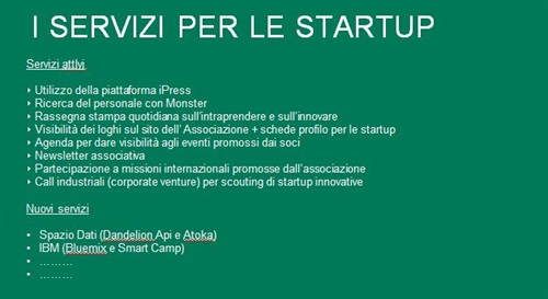 I servizi per le startup