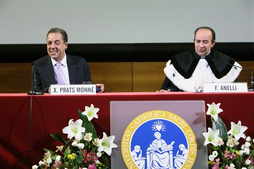 Il rettore, il professor Franco Anelli e Xavier Prats Monné, direttore generale Directorate General for Education and Culture della Commissione Europea