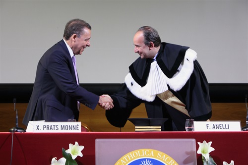 Il rettore, il professor Franco Anelli e Xavier Prats Monné, direttore generale Directorate General for Education and Culture della Commissione Europea